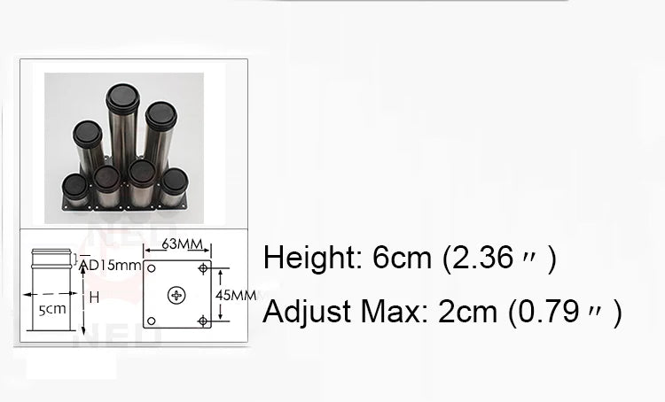 4PCS NAIERDI 5cm-30cm Furniture Adjustable Cabinet Legs Stainless Steel Table Sofa Bed Home Metal Foot With Screws Hardware