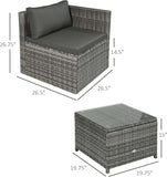 3-Piece Patio Furniture Set - Gray PE Rattan Wicker Sofa and Coffee Table - Furniture4Design