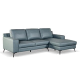 Furniture of America Ronan Modern Leather Sectional Sofa with Chaise and Pillows, L Shaped Couch for Living Room, Bedroom, FSC Certified, Right-Facing, Light Gray