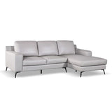 Furniture of America Ronan Modern Leather Sectional Sofa with Chaise and Pillows, L Shaped Couch for Living Room, Bedroom, FSC Certified, Right-Facing, Light Gray