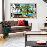 Tropical Paradise 3D Wall Decal, Beach Scenery Window Sticker, Vinyl Wall Art