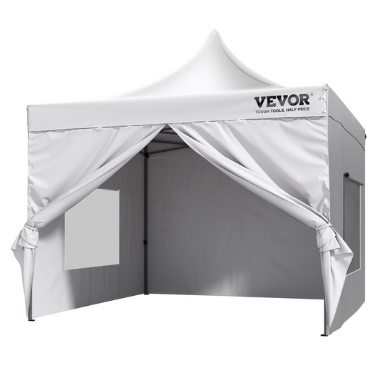 VEVOR 10x10 FT Pop up Canopy with Removable Sidewalls, Instant Canopies Portable Gazebo & Wheeled Bag, UV Resistant Waterproof, Enclosed Canopy Tent for Outdoor Events, Patio, Backyard, Party, Camping