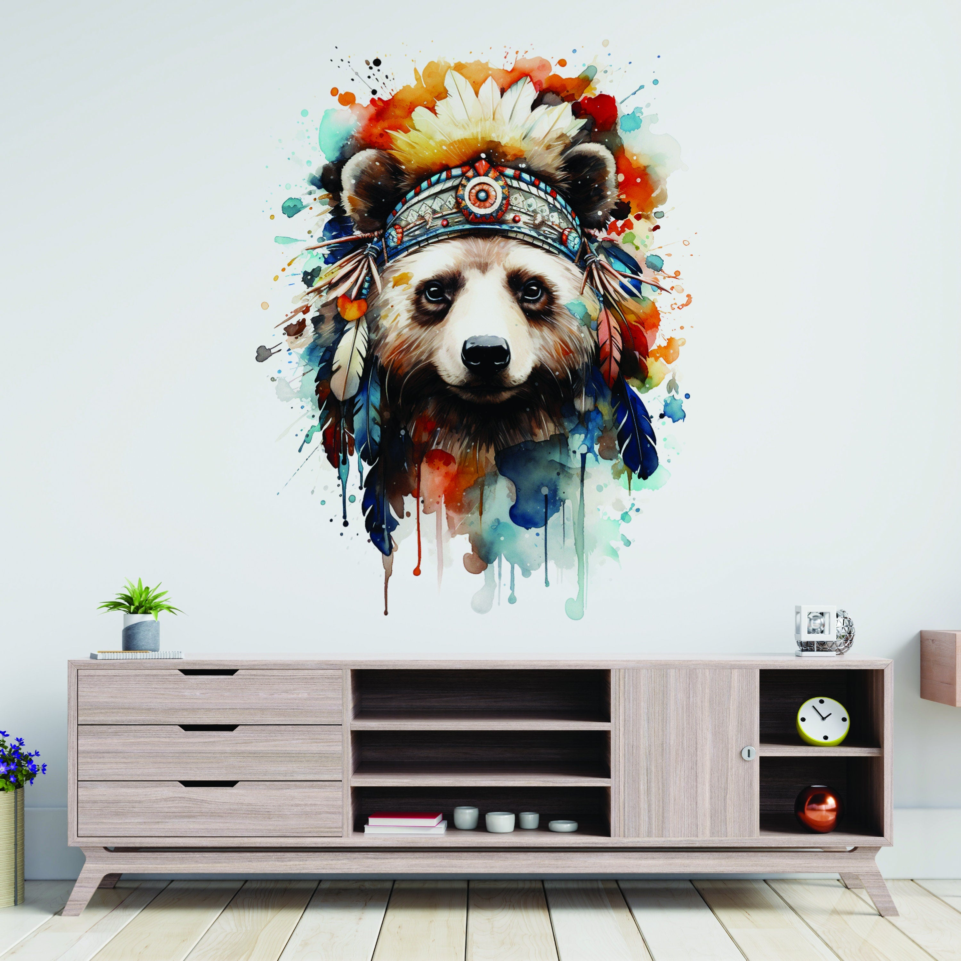 Safari Adventure Wall Art, Kids Room Watercolor Animal Wall Sticker Decal