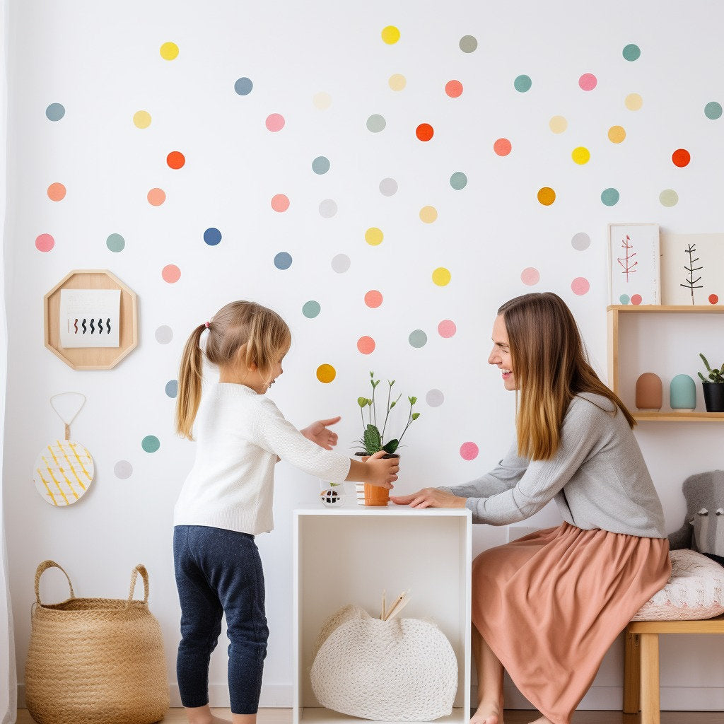 Playful Watercolor Dots: Vibrant Wall Decals for Play Areas and Children's Spaces