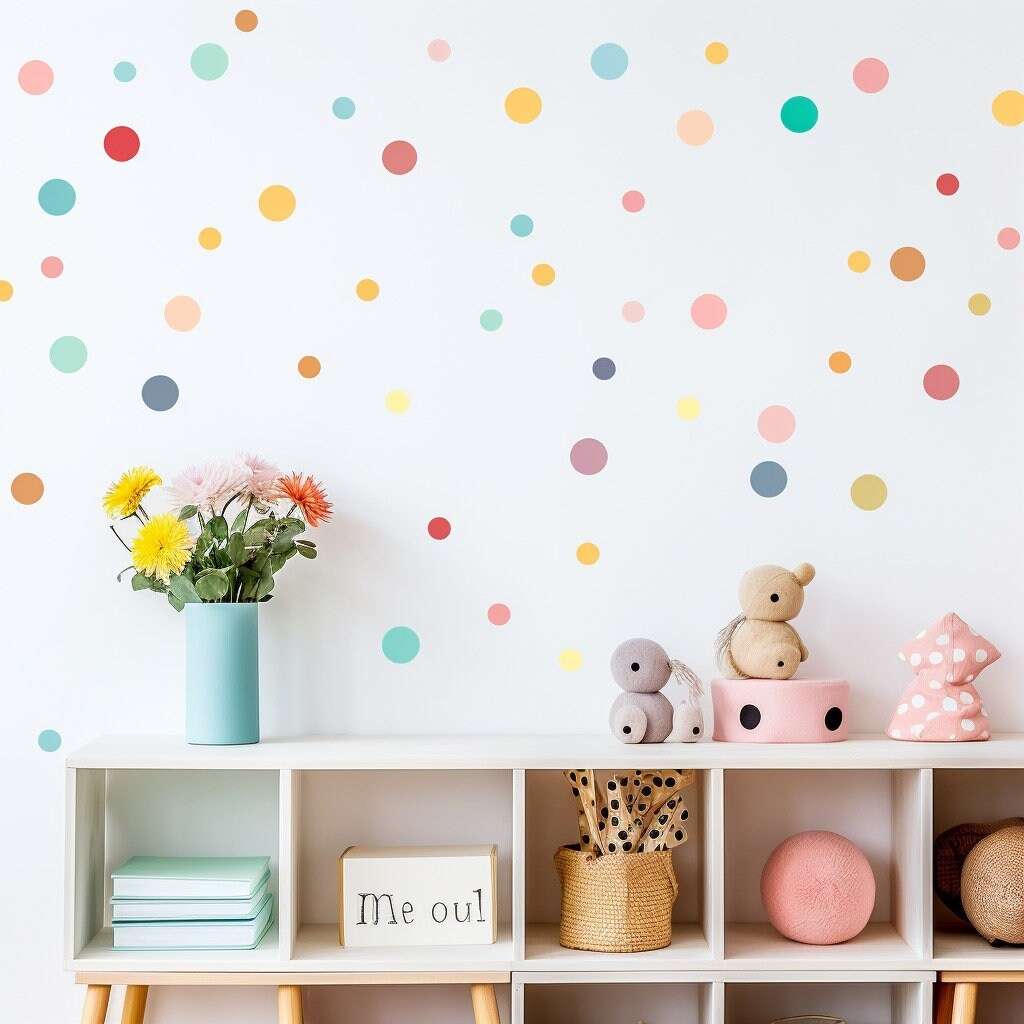 Playful Watercolor Dots: Vibrant Wall Decals for Play Areas and Children's Spaces