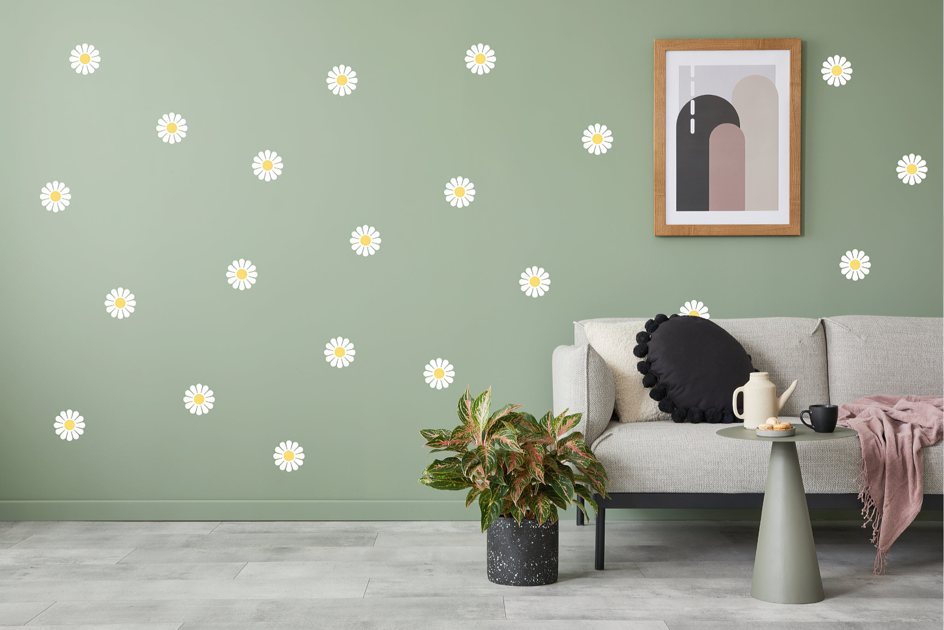 Elegant White Daisy Flower Wall Decals - Floral Blossom Stickers