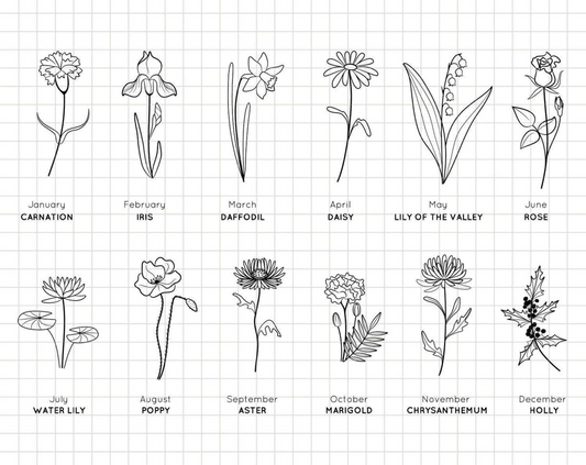 Personalized Flower Name Decal - Customized Floral Present with Birth Flower Design