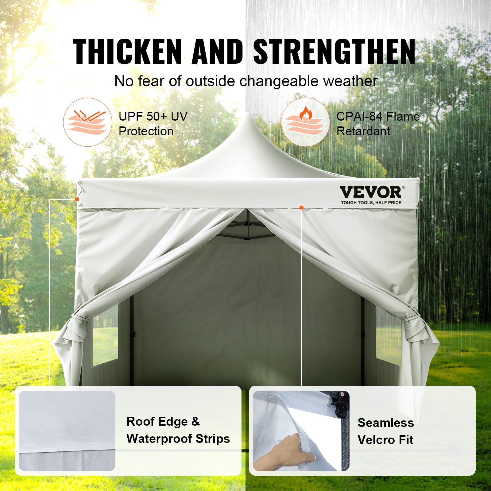 VEVOR 10x10 FT Pop up Canopy with Removable Sidewalls, Instant Canopies Portable Gazebo & Wheeled Bag, UV Resistant Waterproof, Enclosed Canopy Tent for Outdoor Events, Patio, Backyard, Party, Camping