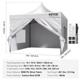 VEVOR 10x10 FT Pop up Canopy with Removable Sidewalls, Instant Canopies Portable Gazebo & Wheeled Bag, UV Resistant Waterproof, Enclosed Canopy Tent for Outdoor Events, Patio, Backyard, Party, Camping