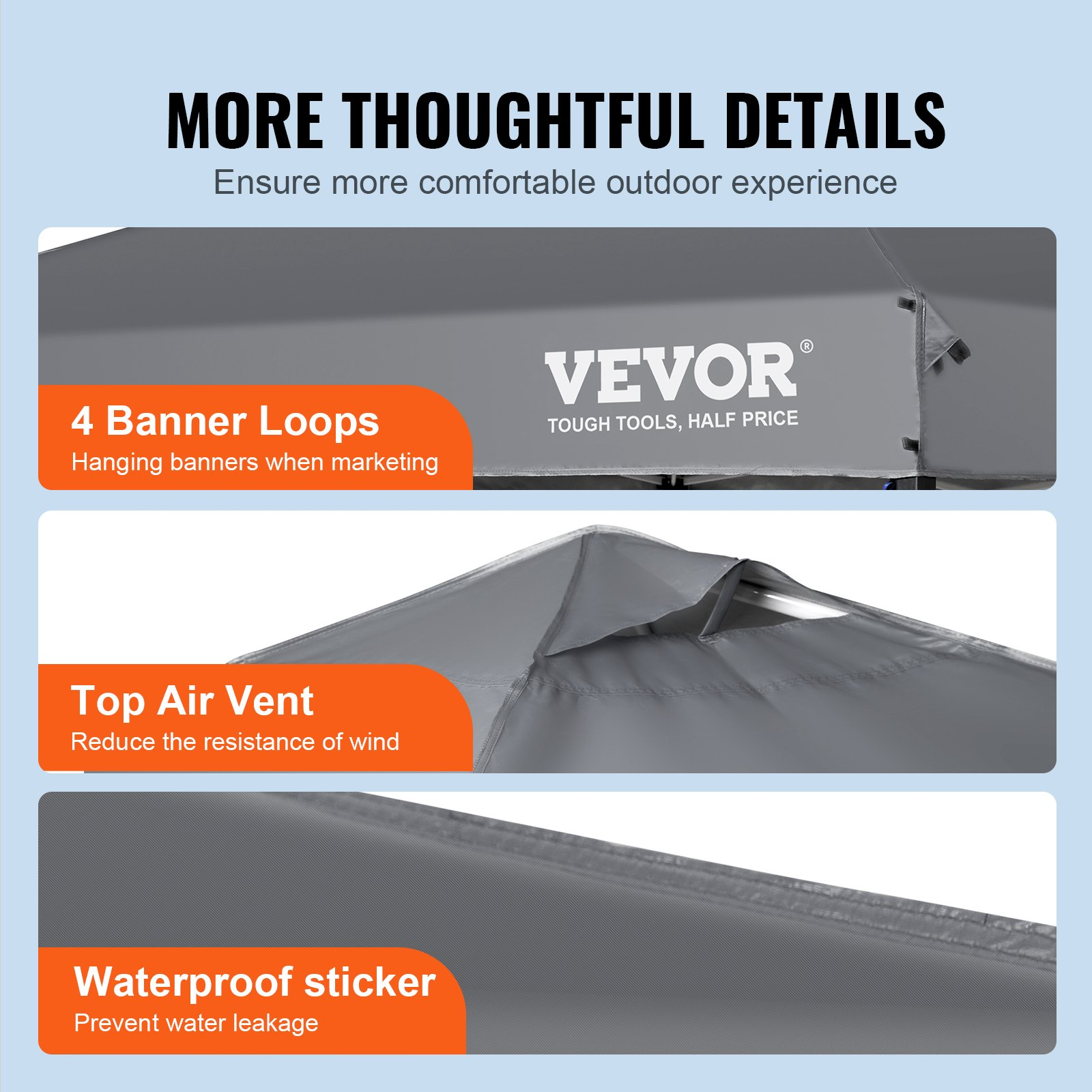 VEVOR Pop Up Canopy Tent, 10 x 10 ft, 250 D PU Silver Coated Tarp, with Portable Roller Bag and 4 Sandbags, Waterproof and Sun Shelter Gazebo for Outdoor Party, Camping, Commercial Events, Dark Gray