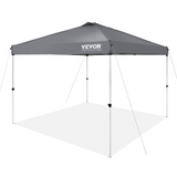 VEVOR Pop Up Canopy Tent, 10 x 10 ft, 250 D PU Silver Coated Tarp, with Portable Roller Bag and 4 Sandbags, Waterproof and Sun Shelter Gazebo for Outdoor Party, Camping, Commercial Events, Dark Gray