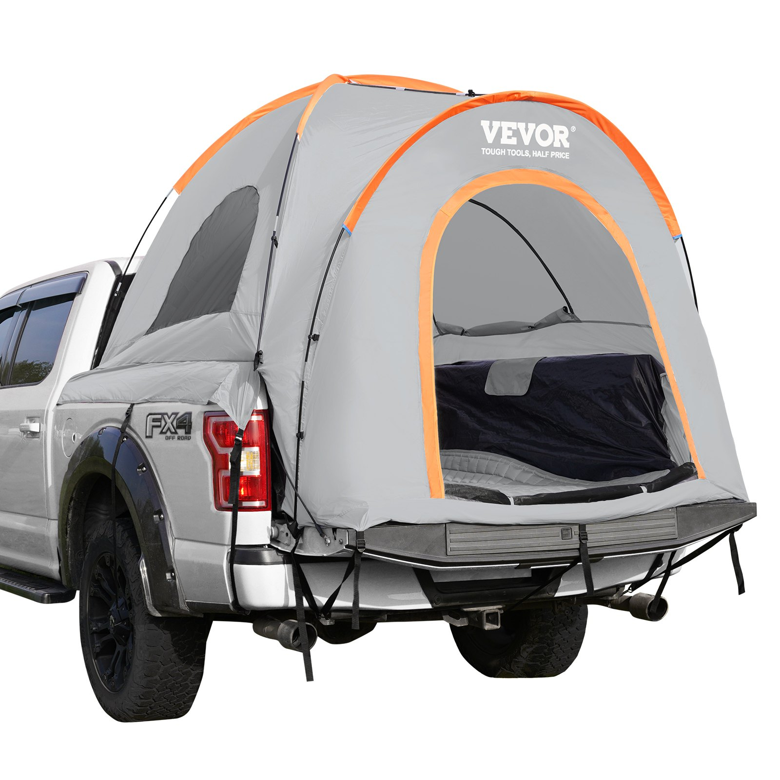 VEVOR Truck Bed Tent, 5.5'-6' Pickup Truck Tent with Rain Layer and Carry Bag, Waterproof PU2000mm Double Layer Truck Tent for Camping, Accommodate 2-3 Person, for Camping Traveling Outdoor Activities