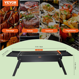 VEVOR 23 inch Portable Charcoal Grill, Compact Foldable Grill, Heavy Duty Steel BBQ Grill, Mini Smoker for Travel, Outdoor Cooking, Barbecue Camping, Picnic, Patio Black