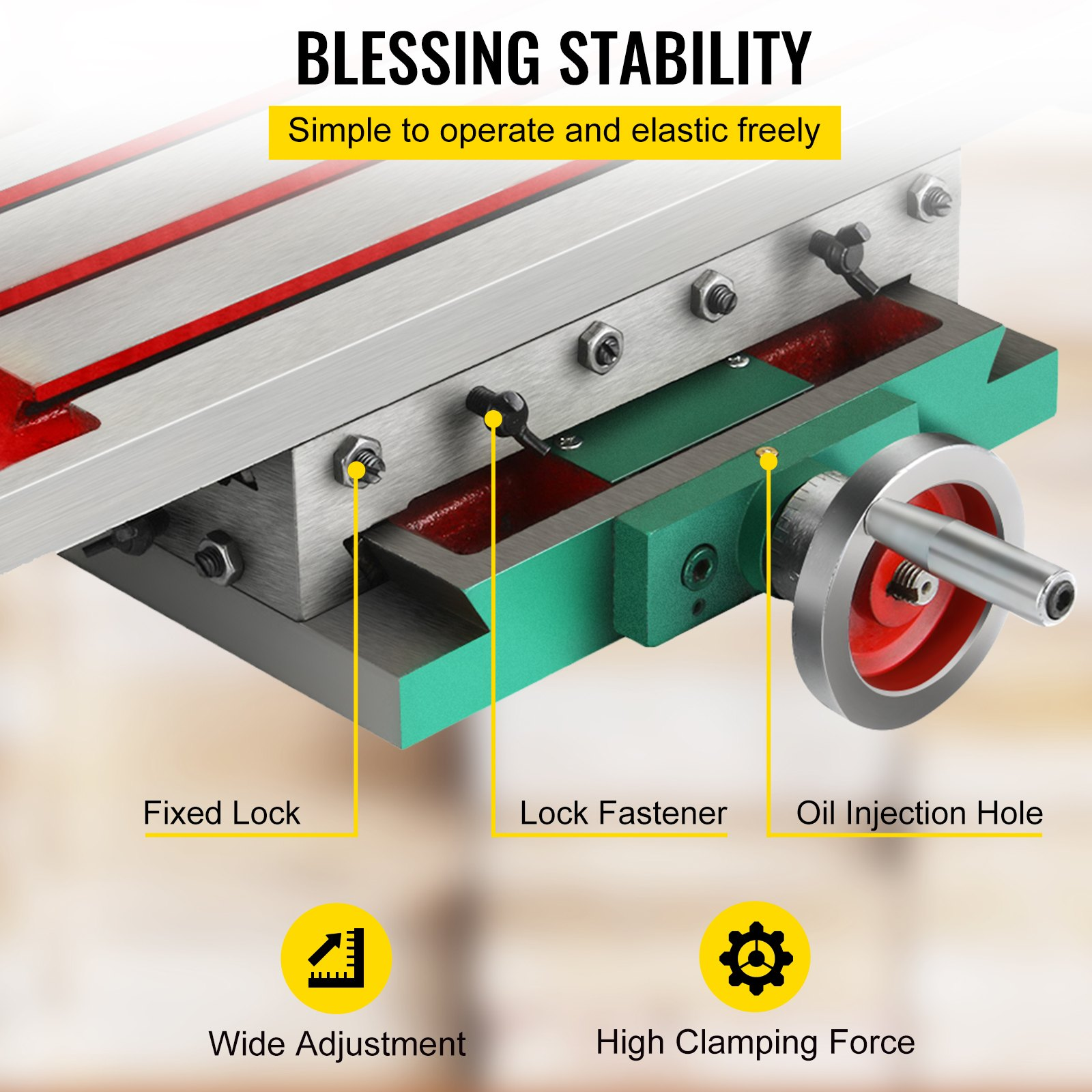 VEVOR Milling Working Table 17.7 X 6.7 Inch, Compound Milling Machine Work Table 2 Axis 4 Ways Move, Multifunction Milling Working Table Heavy-duty Structure,for Milling and Drilling Machine