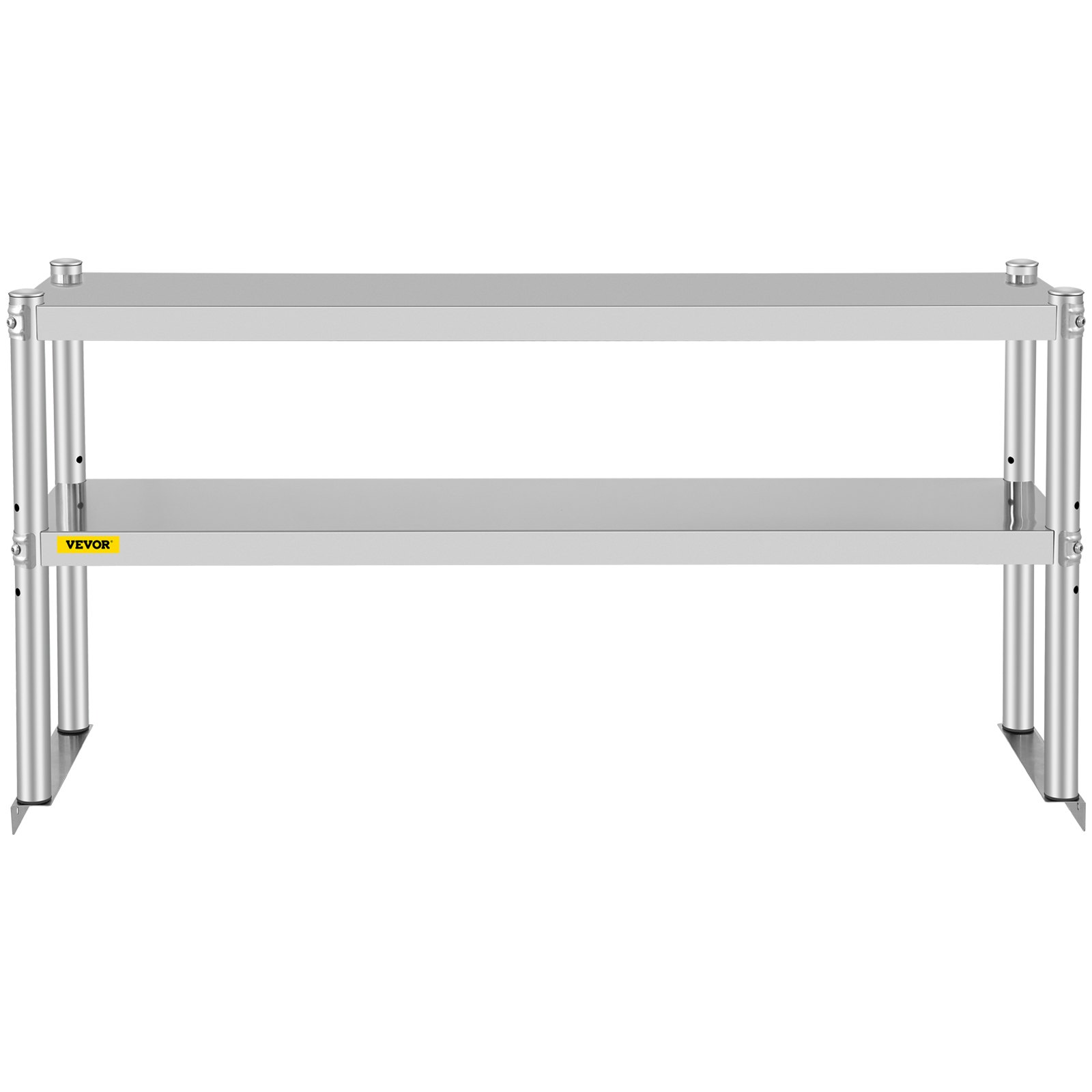 VEVOR Double Overshelf, Double Tier Stainless Steel Overshelf, 48 x 12 x 24 in Double Deck Overshelf, Height Adjustable Overshelf for Prep & Work Table in Kitchen, Restaurant