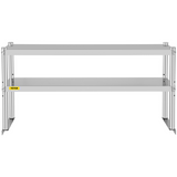 VEVOR Double Overshelf, Double Tier Stainless Steel Overshelf, 48 x 12 x 24 in Double Deck Overshelf, Height Adjustable Overshelf for Prep & Work Table in Kitchen, Restaurant