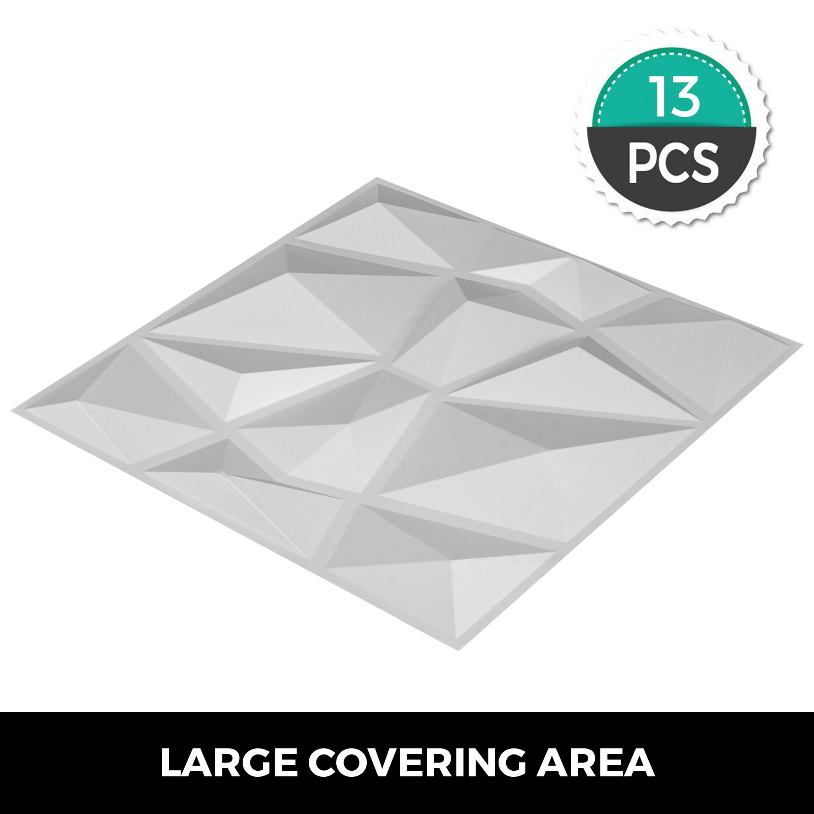 VEVOR 13 Pack 19.7x19.7Inches Diamond White 3D PVC Wave Panels for Interior Wall Decor Textured 3D Wall Tiles 32 Sq Ft