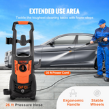 VEVOR Electric Pressure Washer, 2150 PSI, Max. 1.8 GPM, 1800W Power Washer w/ 26 ft Hose, 4 Quick Connect Nozzles, Foam Cannon, Portable to Clean Patios, Cars, Fences, Driveways