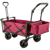 VEVOR Extra Large Collapsible Garden Cart with Removable Canopy, Folding Wagon Utility Carts with Wheels and Rear Storage, Wagon Cart for Garden, Camping, Grocery Cart, Shopping Cart, Red