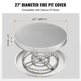 VEVOR Fire Pit Cover Lid, 27" Portable Firepit Spark Screen,Stainless Steel Steel Metal Cover, Easy-Opening Outdoor Wood Burning and Camping Stove Accessory, for Outdoor Patio Fire Pits Backyard