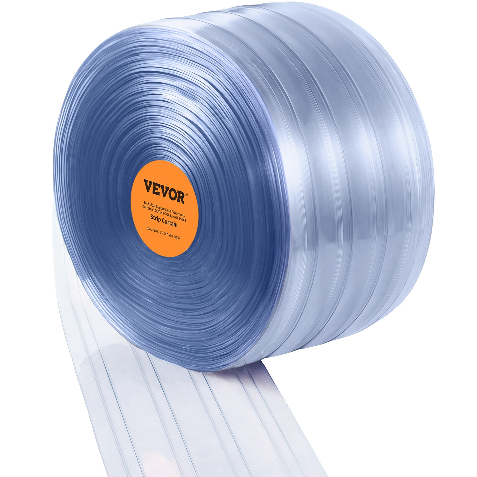 VEVOR Strip Curtain, 100' Length x 12" Width x 0.12" Thickness, Clear Ribbed PVC Curtain Strip Door Bulk Roll, Plastic Door Strips for Doorway of Supermarket, Garage, Warehouse, Barn, Pet Animal House