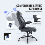 VEVOR Executive Office Chair with Cutting-edge Adjustable Lumbar Support, High Back PU Leather Office Chair Ergonomic for Back Pain, with Padded Flip-up Arms