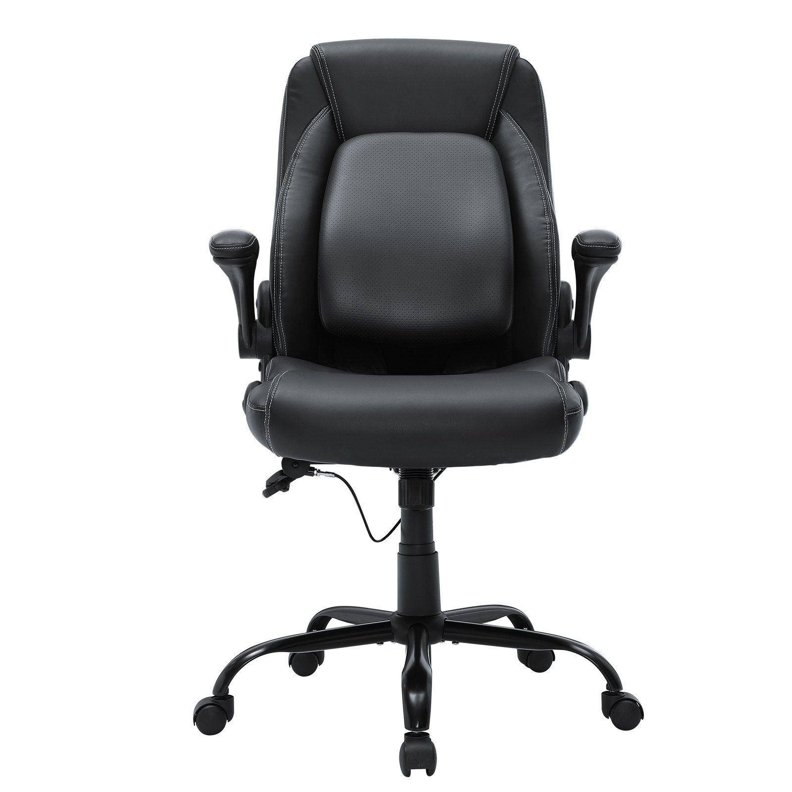 VEVOR Executive Office Chair with Cutting-edge Adjustable Lumbar Support, High Back PU Leather Office Chair Ergonomic for Back Pain, with Padded Flip-up Arms