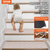 VEVOR Stair Treads, Stairs Carpet Non Slip 9" x 28", Indoor Stair Runner for Wooden Steps, Anti Slip Carpet Soft Edging Stair Rugs Mats for Kids Elders and Dogs, 15 pcs, Light Brown