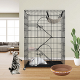 VEVOR Catio, 4-Tier Large Cat Cages Indoor, Detachable Metal Playpen Enclosure with 360° Rotating Casters, with 3 Ladders and a Hammock for 1-3 Cats, 35.4x23.6x51 inch