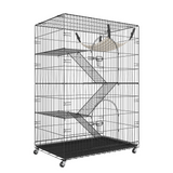 VEVOR Catio, 4-Tier Large Cat Cages Indoor, Detachable Metal Playpen Enclosure with 360° Rotating Casters, with 3 Ladders and a Hammock for 1-3 Cats, 35.4x23.6x51 inch