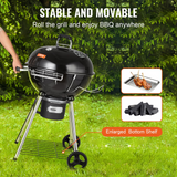 VEVOR 22" Kettle Charcoal Grill, Premium Kettle Grill with Wheels Grate and Cover, Porcelain-Enameled Lid and Firebowl with Slide Out Ash Catcher Thermometer for BBQ, Camping, Picnic, Patio and Backyard