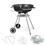 VEVOR 22 inch Kettle Charcoal Grill, Premium Kettle Grill with Wheels and Cover, Porcelain-Enameled Lid and Ash Catcher & Thermometer for BBQ, Round Barbecue Grill Outdoor Cooking, Picnic, Patio and Backyard