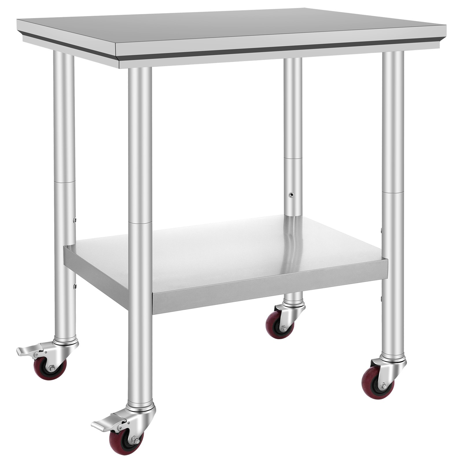 VEVOR Stainless Steel Work Table with Wheels 24 x 30 Prep Table with casters Heavy Duty Work Table for Commercial Kitchen Restaurant Business (24 x 30 x 33.8 Inch)