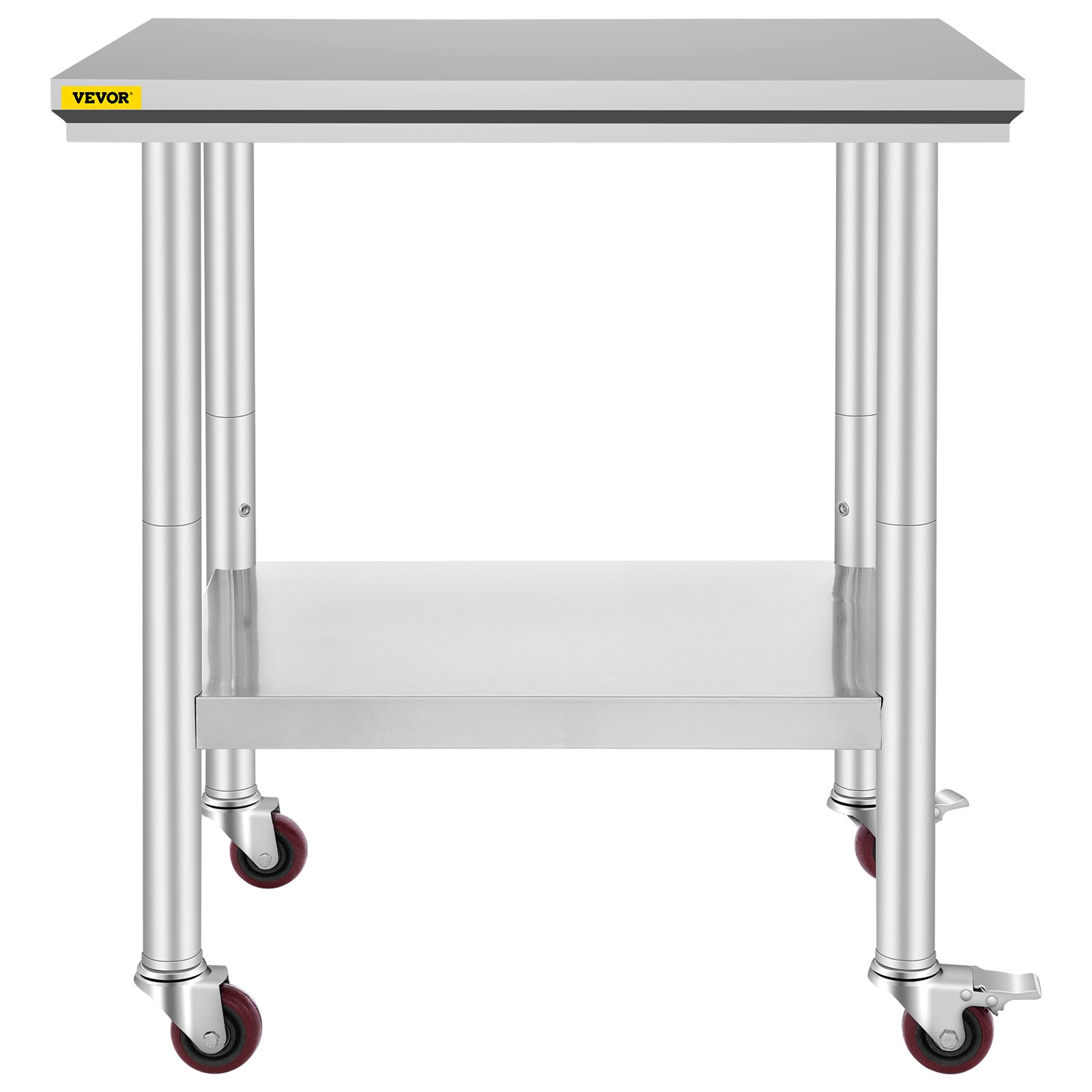 VEVOR Stainless Steel Work Table with Wheels 24 x 30 Prep Table with casters Heavy Duty Work Table for Commercial Kitchen Restaurant Business (24 x 30 x 33.8 Inch)