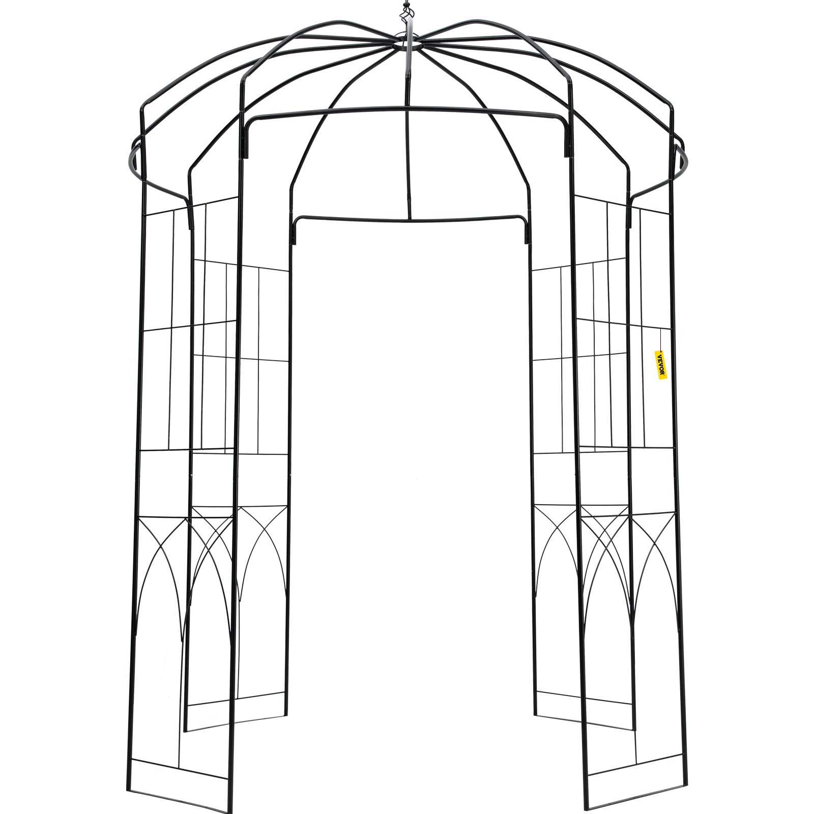 VEVOR Birdcage Shape Garden Arbor, 9' High x 6.6' Wide, Heavy Duty Wrought Iron Arbor, Wedding Arch Trellis for Climbing Vines in Outdoor Garden, Lawn, Backyard, Patio, Black