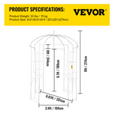 VEVOR Birdcage Shape Garden Arbor, 9' High x 6.6' Wide, Heavy Duty Wrought Iron Arbor, Wedding Arch Trellis for Climbing Vines in Outdoor Garden, Lawn, Backyard, Patio, White