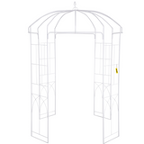 VEVOR Birdcage Shape Garden Arbor, 9' High x 6.6' Wide, Heavy Duty Wrought Iron Arbor, Wedding Arch Trellis for Climbing Vines in Outdoor Garden, Lawn, Backyard, Patio, White