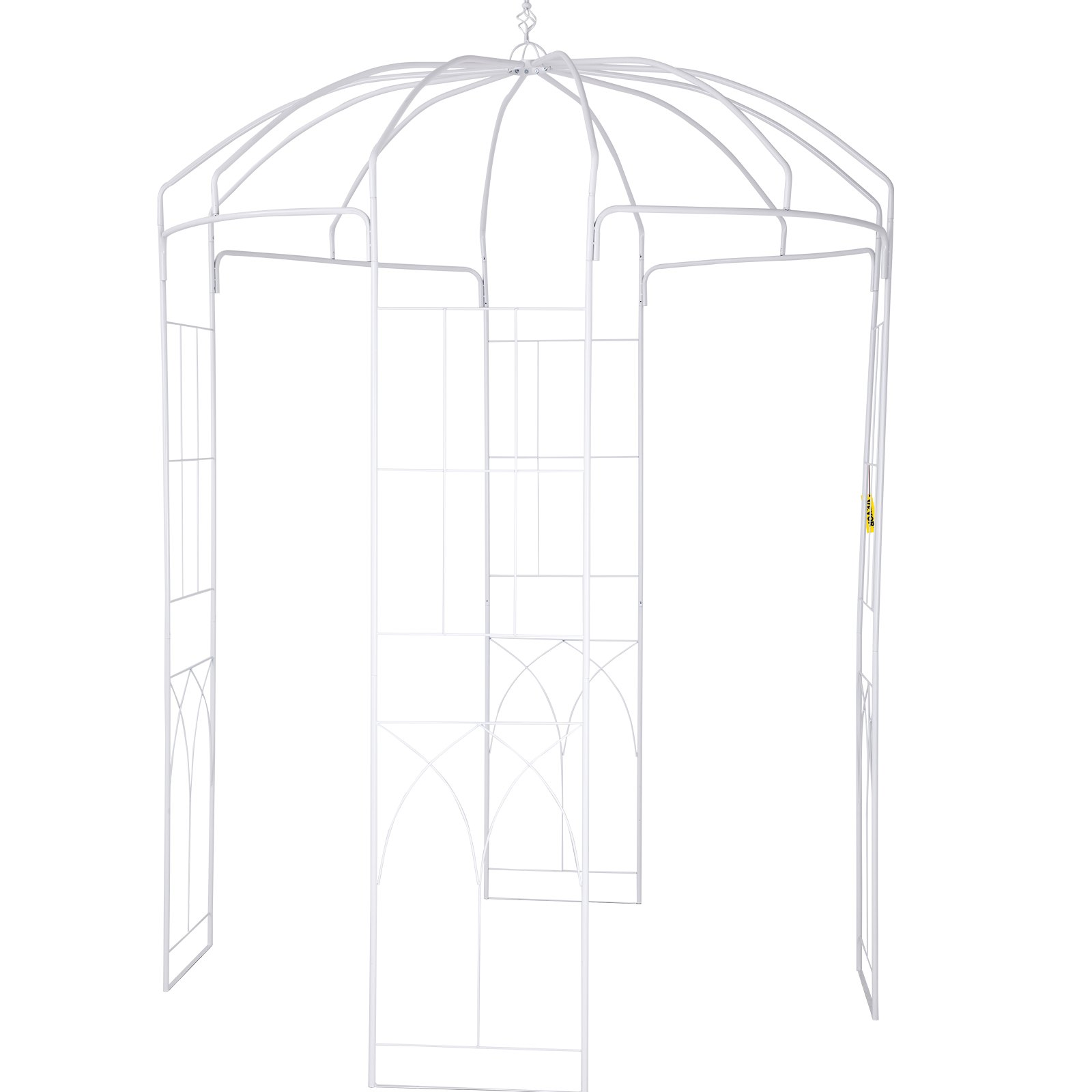 VEVOR Birdcage Shape Garden Arbor, 9' High x 6.6' Wide, Heavy Duty Wrought Iron Arbor, Wedding Arch Trellis for Climbing Vines in Outdoor Garden, Lawn, Backyard, Patio, White