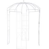 VEVOR Birdcage Shape Garden Arbor, 9' High x 6.6' Wide, Heavy Duty Wrought Iron Arbor, Wedding Arch Trellis for Climbing Vines in Outdoor Garden, Lawn, Backyard, Patio, White