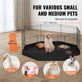 VEVOR Dog Playpen, 8 Panels Foldable Metal Dog Exercise Pen with Bottom Pad, 24" H Pet Fence Puppy Crate Kennel with Ground Stakes, Indoor Outdoor Dog Pen for Small Medium Pets, for Camping, Yard