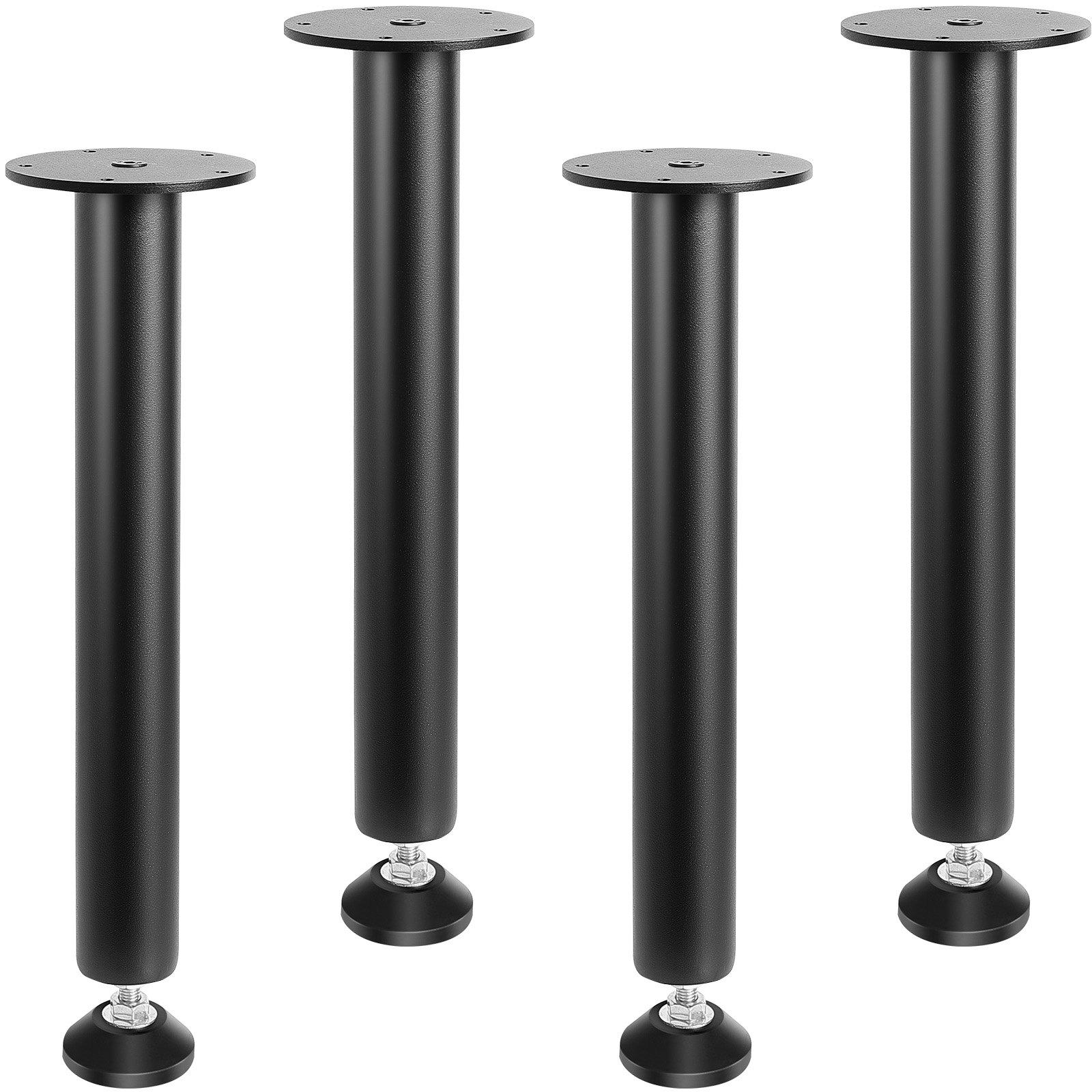 VEVOR 16 Inch Adjustable Desk Legs, Reinforced Steel Office Table Furniture legs Set of 4 for DIY, 1200 lbs Load Capacity Heavy Duty Desk Legs, Quick Instalation Legs with Adjustable Foot Cup Black