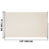 VEVOR Beige Retractable 71''*118'' Awning-Rugged Full Aluminum Rust-Proof; Patio Sunshine Screen; Privacy Divider; Wind Screen. Longer Service Life, Suitable for Courtyard, Roof Terraces and Pools