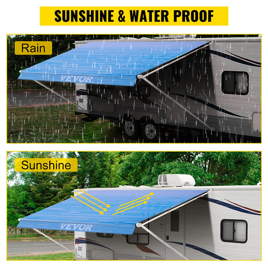 VEVOR RV Awning 16' Camper Awning Fabric, Trailer Awning Canopy Patio Camping Car Awning, Durable 15oz Vinyl Roller Tube for RV, Van, SUV, Patio Awning Replacement Ocean Blue Fade