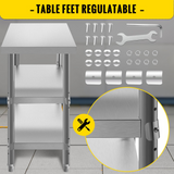 VEVOR Stainless Steel Prep Table, 60x14x33 in Commercial Stainless Steel Table, 2 Adjustable Undershelf BBQ Prep Table, Heavy Duty Kitchen Work Table, for Garage, Home, Warehouse, and Kitchen Silver