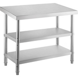 VEVOR Stainless Steel Prep Table, 60x14x33 in Commercial Stainless Steel Table, 2 Adjustable Undershelf BBQ Prep Table, Heavy Duty Kitchen Work Table, for Garage, Home, Warehouse, and Kitchen Silver