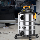 VEVOR Stainless Steel Wet Dry Shop Vacuum, 8 Gallon 6 Peak HP Wet/Dry Vac, Powerful Suction with Blower Function w/ Attachment 2-in-1 Crevice Nozzle, Small Shop Vac Perfect for Carpet Debris, Pet Hair