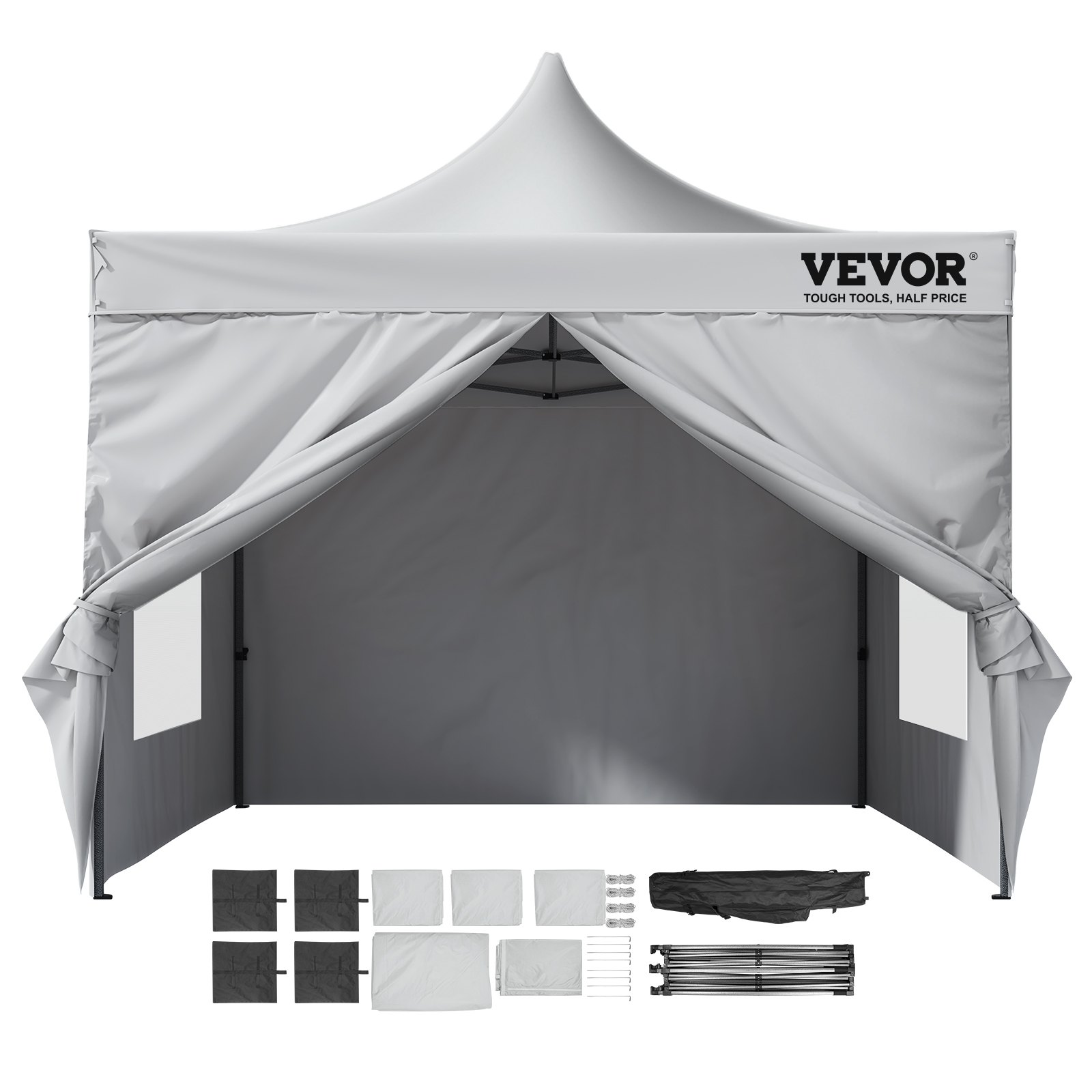 VEVOR 10x10 FT Pop up Canopy with Removable Sidewalls, Instant Canopies Portable Gazebo & Wheeled Bag, UV Resistant Waterproof, Enclosed Canopy Tent for Outdoor Events, Patio, Backyard, Party, Camping