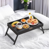 VEVOR Bed Tray Table with Foldable Legs, Bamboo Breakfast Tray for Sofa, Bed, Eating, Snacking, and Working, Adjustable Tabletop Slope Serving Laptop Desk Tray, Portable Food Snack Platter, 20"x12.2"