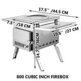 VEVOR Tent Wood Stove 17.5x14.7x10.6 inch, Camping Wood Stove 304 Stainless Steel With Folding Pipe, Portable Wood Stove 95.7 inch Total Height For Camping, Tent Heating, Hunting, Outdoor Cooking