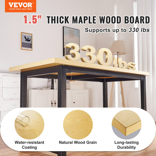 VEVOR Wood Table Top, Holds up to 330 lb, 29.5" x 23.6" x 1.5" Rectangular Countertop for Height Adjustable Electric Standing Desk Frame, Universal Solid One-Piece Maple Desktop for Office & Home Desk